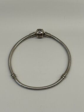 Authentic Sterling Silver Pandora Moments Snake Chain Barrel Clasp Bracelet